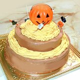 ハロウィンに！チョコと南瓜の豪華な二段ケーキ♪